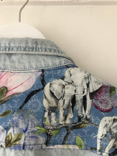 Load image into Gallery viewer, 'Pepe' Upcycled Denim Jacket, Blue Magnolia Elephant Design
