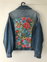 Load image into Gallery viewer, 'Rifle' denim jacket, Tigers & Peonies design