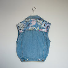 Load image into Gallery viewer, 'Love for nature' Denim waistcoat, Blue Magnolia Elephant design