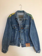 Load image into Gallery viewer, 'Mash' denim jacket, Tropical Rainforest design