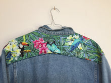 Load image into Gallery viewer, 'Fax 6.14' denim jacket, Tropical Rainforest design