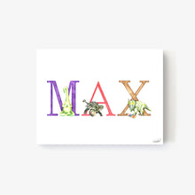 Load image into Gallery viewer, Dinosaur Alphabet Custom Names - Print on Canvas