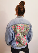 Load image into Gallery viewer, 'Green coast' denim jacket, Leopards and Lilies design