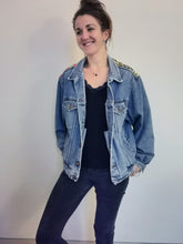 Load image into Gallery viewer, 'Wrangler' denim jacket, Tigers and Peonies design