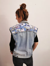 Load image into Gallery viewer, 'Bergamo' Denim waistcoat, Blue Magnolia Elephants design