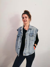 Load image into Gallery viewer, 'Bergamo' Denim waistcoat, Blue Magnolia Elephants design