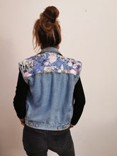 Load image into Gallery viewer, 'Love for nature' Denim waistcoat, Blue Magnolia Elephant design