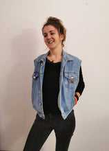 Load image into Gallery viewer, 'Love for nature' Denim waistcoat, Blue Magnolia Elephant design