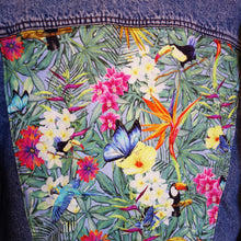 Load image into Gallery viewer, 'Bryn Stell' Denim Jacket, Tropical Rainforest design