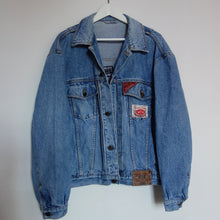 Load image into Gallery viewer, 'Wampum' Denim Jacket, Tigers and Peonies