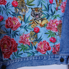 Load image into Gallery viewer, 'Wampum' Denim Jacket, Tigers and Peonies
