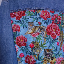 Load image into Gallery viewer, 'Wampum' Denim Jacket, Tigers and Peonies