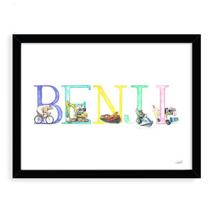 Framed Custom Name (Animals in Action Alphabet)