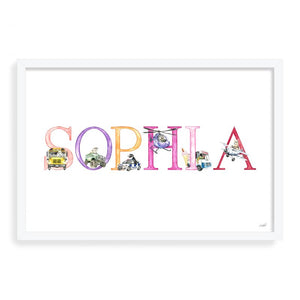 Framed Custom Name (Animals in Action Alphabet)