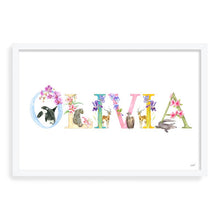 Load image into Gallery viewer, Framed Custom Name (Animal Alphabet)