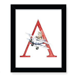 Animals in Action Letter Art Print- A