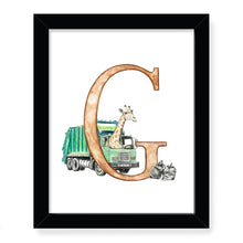 Load image into Gallery viewer, Animals in Action Letter Art Print- G