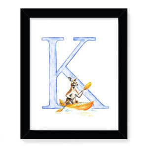 Animals in Action Letter Art Print- K