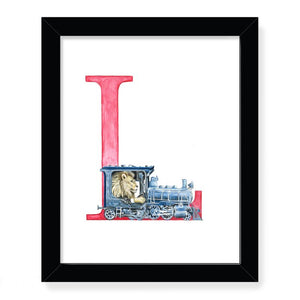 Animals in Action Letter Art Print- L