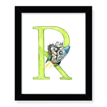 Load image into Gallery viewer, Animals in Action Letter Art Print- R