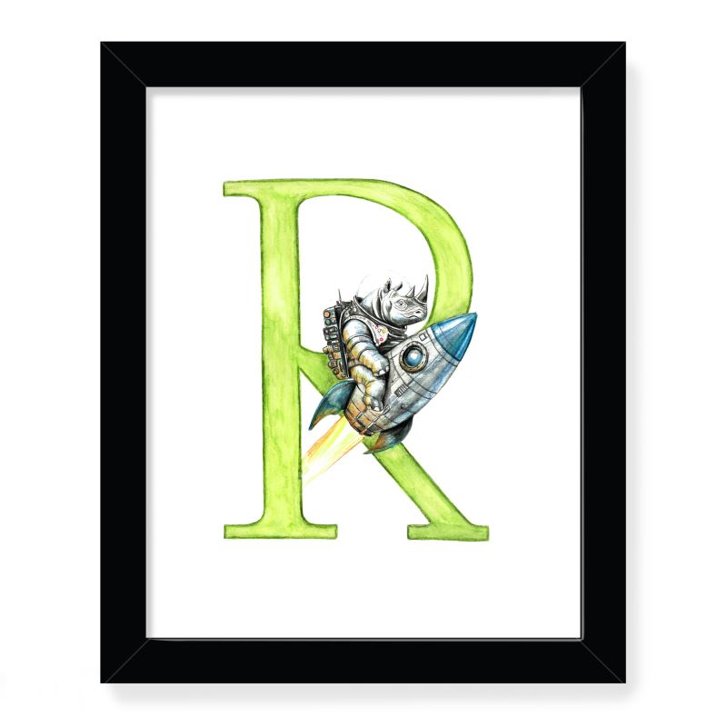 Animals in Action Letter Art Print- R