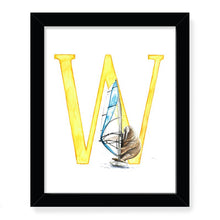 Load image into Gallery viewer, Animals in Action Letter Art Print- W