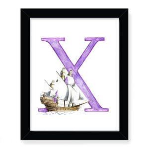 Animals in Action Letter Art Print- X