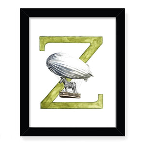 Animals in Action Letter Art Print- Z