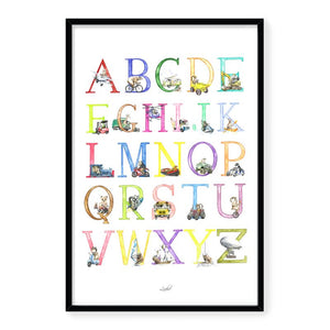 Framed Animal Action Alphabet Poster