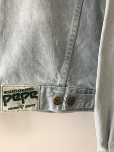 'Pepe' Upcycled Denim Jacket, Blue Magnolia Elephant Design