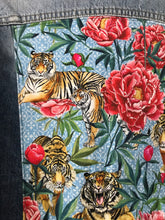 Load image into Gallery viewer, &#39;Rifle&#39; denim jacket, Tigers &amp; Peonies design