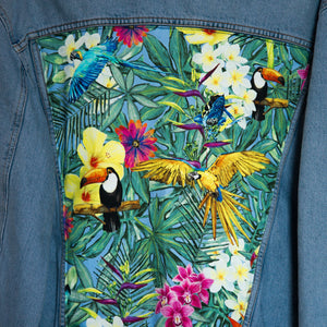 'Rifle' Denim jacket, Tropical Rainforest design