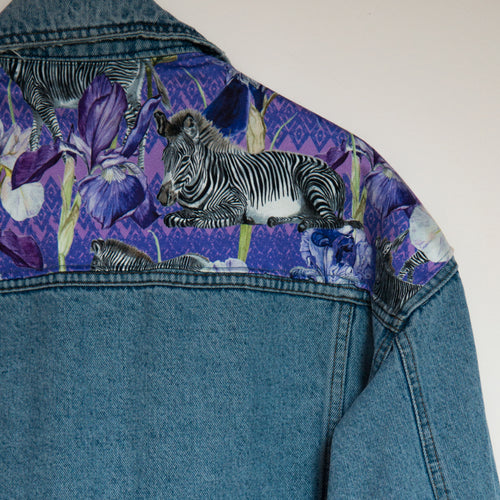 'Casucci' denim jacket, Zebra Iris design