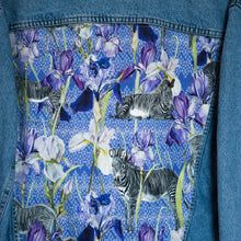 Load image into Gallery viewer, &#39;Quarry&#39; denim jacket, Zebra Iris design