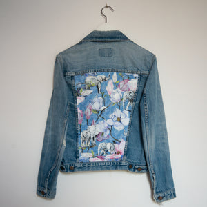 Levi's denim jacket, Blue Magnolia Elephants design