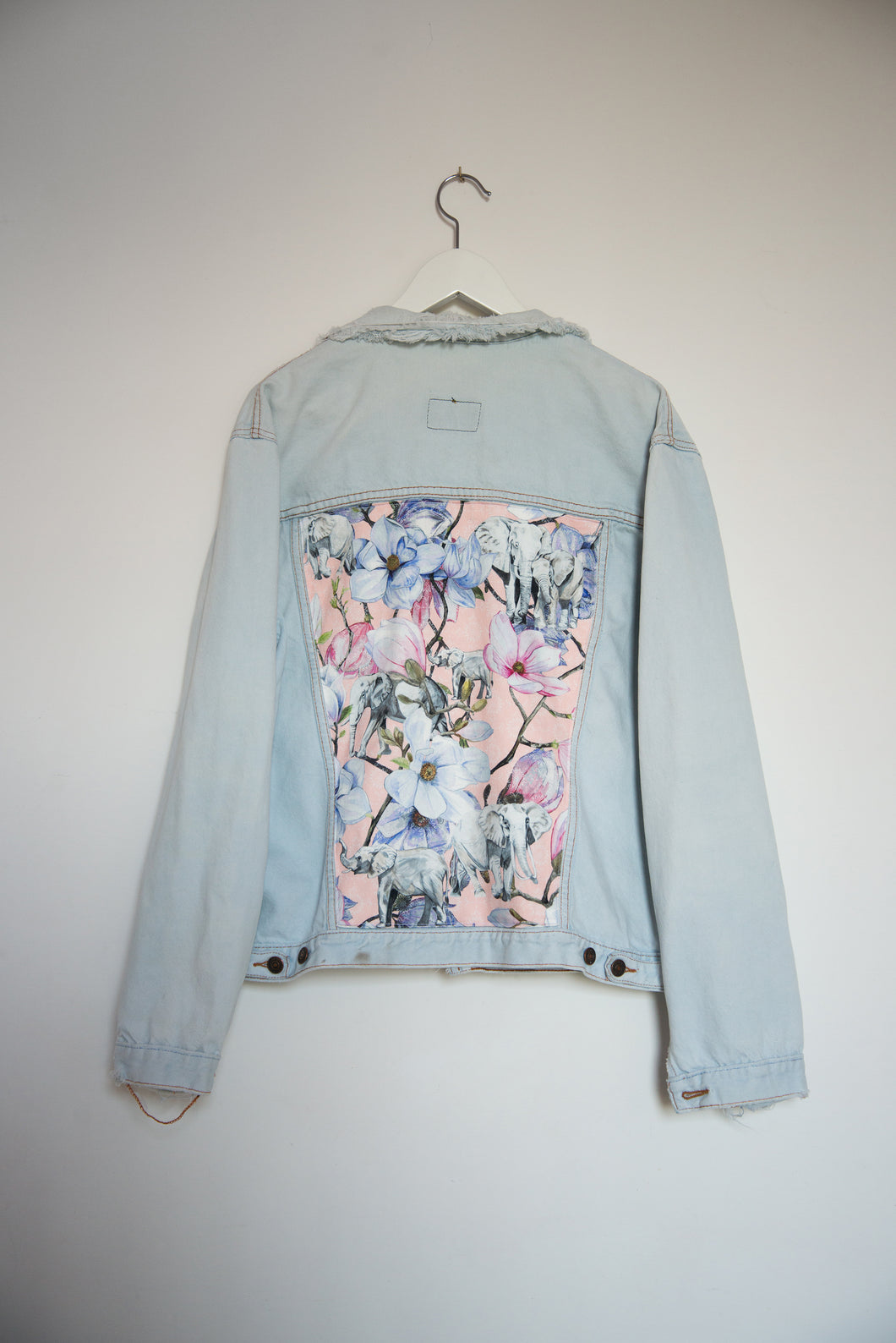 Levi's Denim jacket, Pink Magnolia Elephants design