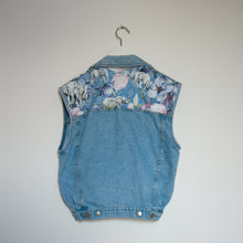 Load image into Gallery viewer, &#39;Love for nature&#39; Denim waistcoat, Blue Magnolia Elephant design