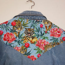 Load image into Gallery viewer, Brandy Melville Denim Jacket, Tigers and Peonies