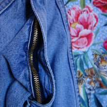 Load image into Gallery viewer, Casucci Denim Jacket, Tigers and Peonies design