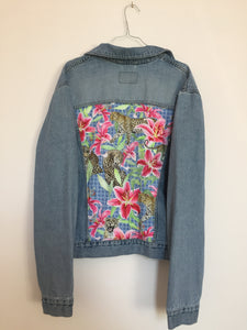 'Rifle' Denim jacket, Leopards and Lilies design