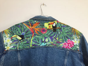 'Mash' denim jacket, Tropical Rainforest design