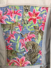 Load image into Gallery viewer, &#39;United colours of Benetton&#39; denim jacket, Leopards and Lilies design