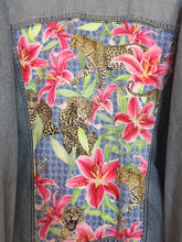 Load image into Gallery viewer, &#39;Rifle&#39; Denim jacket, Leopards and Lilies design