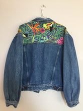 Load image into Gallery viewer, &#39;Mash&#39; denim jacket, Tropical Rainforest design