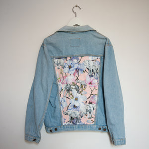 Levi's Denim jacket, Pink Magnolia Elephants design