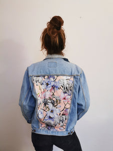 Levi's Denim jacket, Pink Magnolia Elephants design
