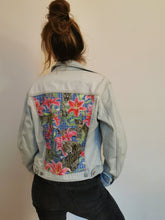 Load image into Gallery viewer, &#39;United colours of Benetton&#39; denim jacket, Leopards and Lilies design