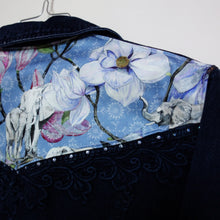 Load image into Gallery viewer, *Sparkly* &#39;Bianca Maria&#39; Denim Jacket, Blue Magnolia Elephants