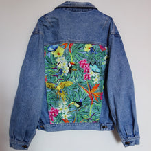 Load image into Gallery viewer, &#39;Wampum&#39; Denim Jacket, Tropical Rainforest design.