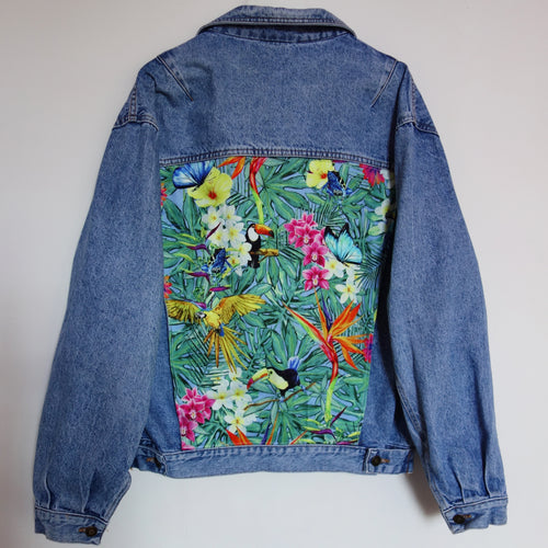 'Wampum' Denim Jacket, Tropical Rainforest design.